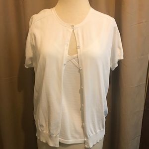 Liz Claiborne white sweater set short sleeve M